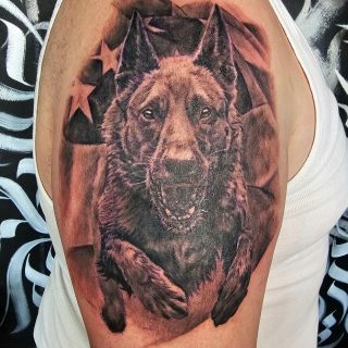 Fun little Malinois in front of the ol' stars and stripes
Done by Justin
@Jukzta
 #CUtattoo #blackandgrey #ChampaignTattoo #Chambana#NightfallGallery #ChambanaInk #Jukzta #darkart #UofI #ChampaignUrbana #CUtattoo #recoveryAftercare #MalinoisTattoo #blackandgraytattoo
