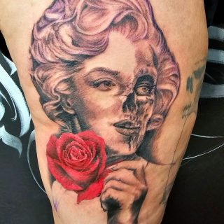 Classic beauty, reimagined. This take on a timeless Marilyn Monroe portrait was done by Justin
@Jukzta
 #CUtattoo #blackandgrey #MarilynMonroe #ChampaignTattoo #Chambana#NightfallGallery #ChambanaInk #Jukzta #darkart #UofI #ChampaignUrbana #CUtattoo #recoveryAftercare #portraitTattoo #monroe #blackandgraytattoo